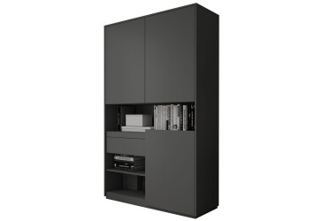 Пенал Moreli RS-1 з полицями, дверцятами та шухлядою 124 см антрацит