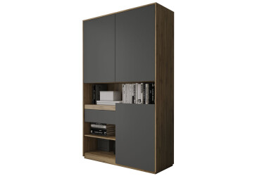 Пенал Moreli RS-1 з полицями, дверцятами та шухлядою 124 см дуб аппалачі / антрацит