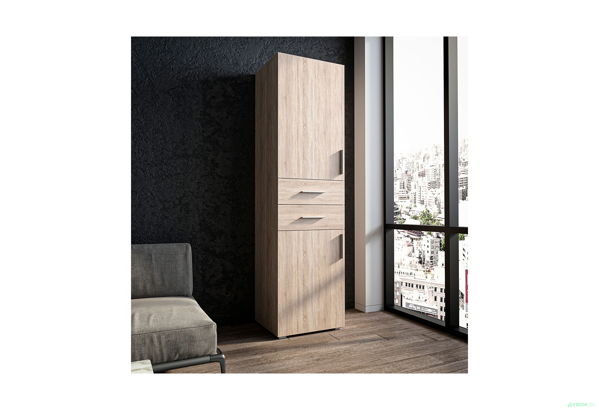 Зображення 2 - Пенал Moreli ST0014 з дверцятами та шухлядами 60 см дуб сонома