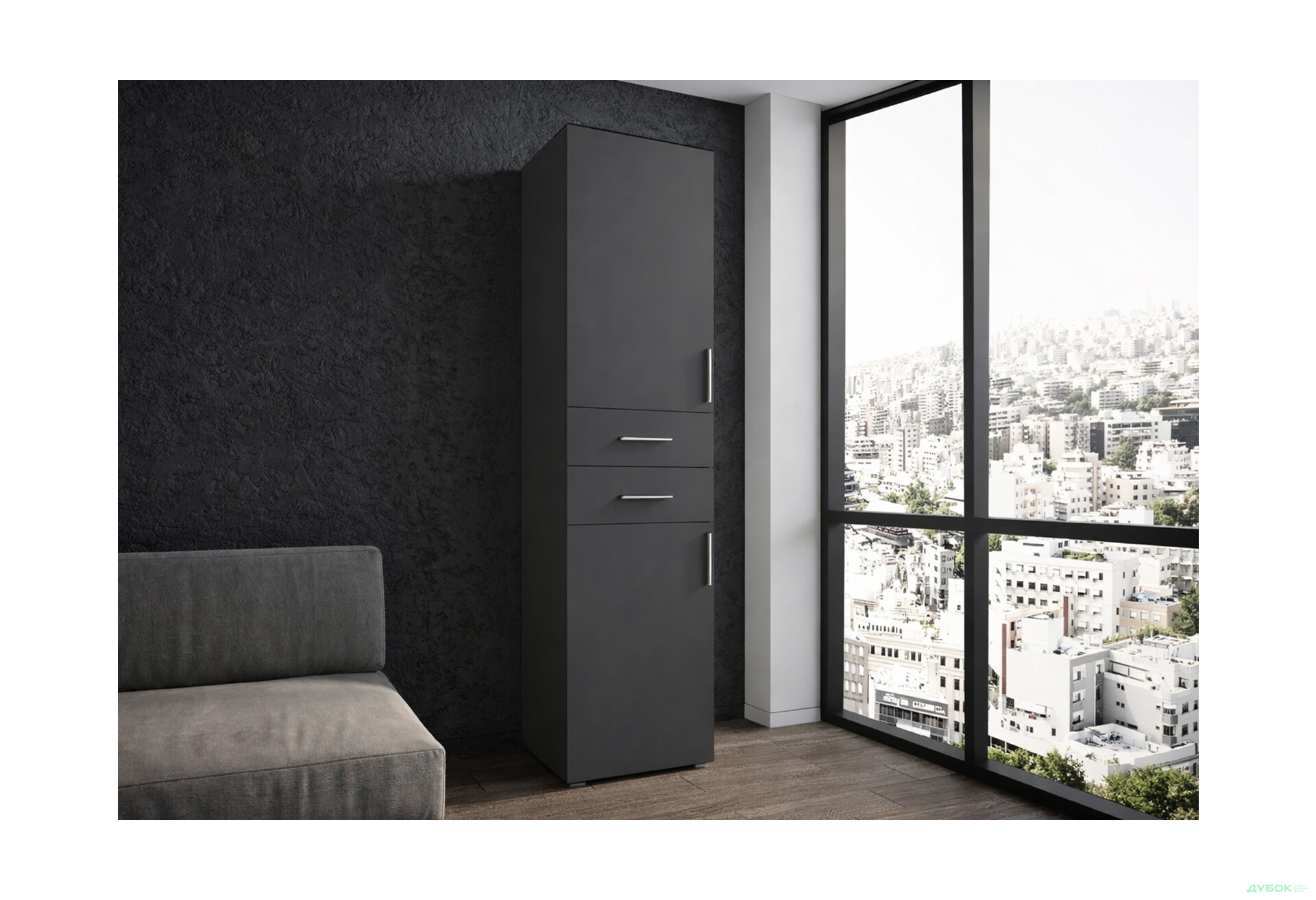 Зображення 2 - Пенал Moreli ST0014 з дверцятами та шухлядами 60 см антрацит