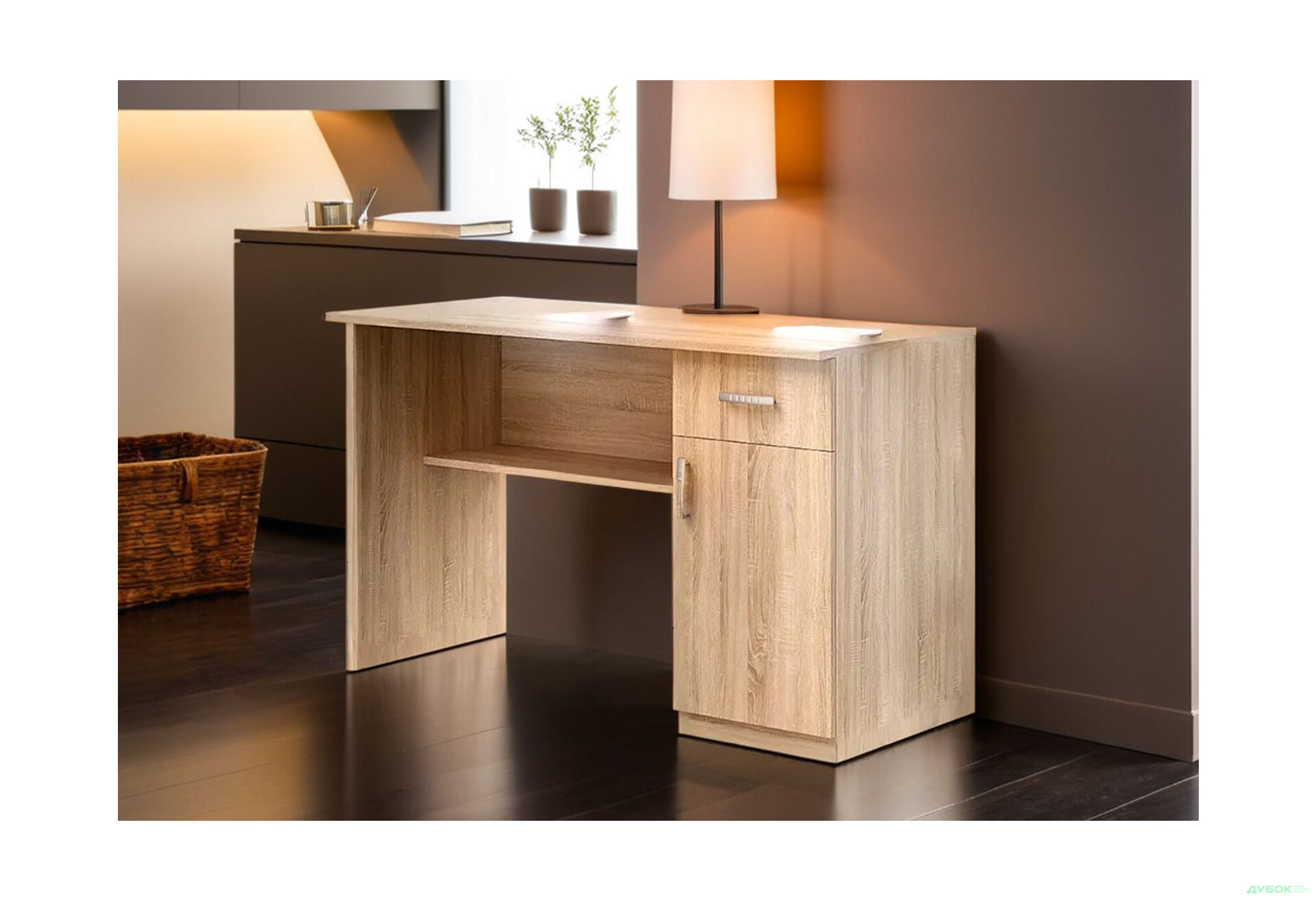 Стіл письмовий Київський стандарт Е5 СМ 120x60 см з тумбою і шухлядою дуб сонома збірка права - Зображення 3 Зображення 3 - Стіл письмовий Київський стандарт Е5 СМ 120x60 см з тумбою і шухлядою дуб сонома збірка права