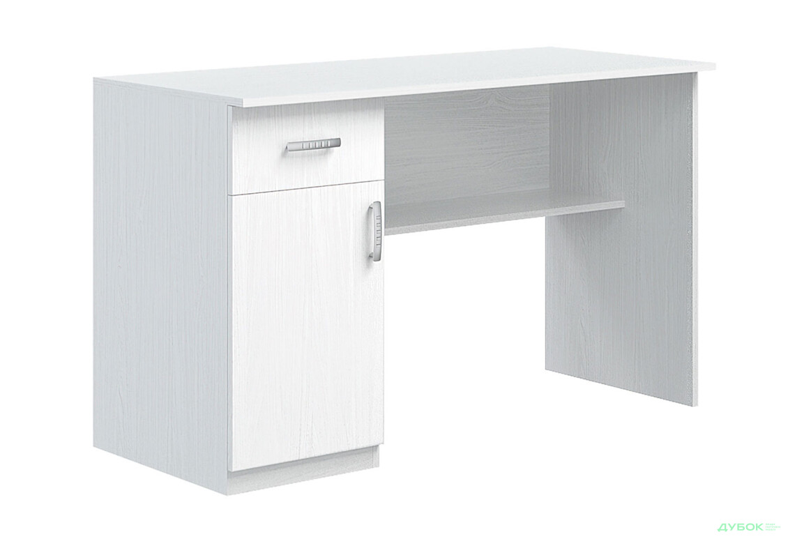 Стол письменный Киевский стандарт Е5 СМ 120x60 см с тумбой и ящиком белый структурный new сборка левая