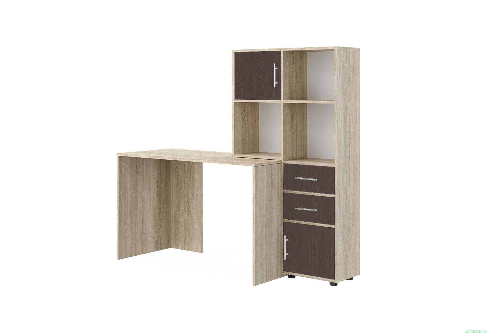 Стол компьютерный Киевский стандарт КС-05 160x60 см с надставкой и стеллажом дуб сонома / венге, збірка правая - Изображение 1 Изображение 1 - Стол компьютерный Киевский стандарт КС-05 160x60 см с надставкой и стеллажом дуб сонома / венге, збірка правая
