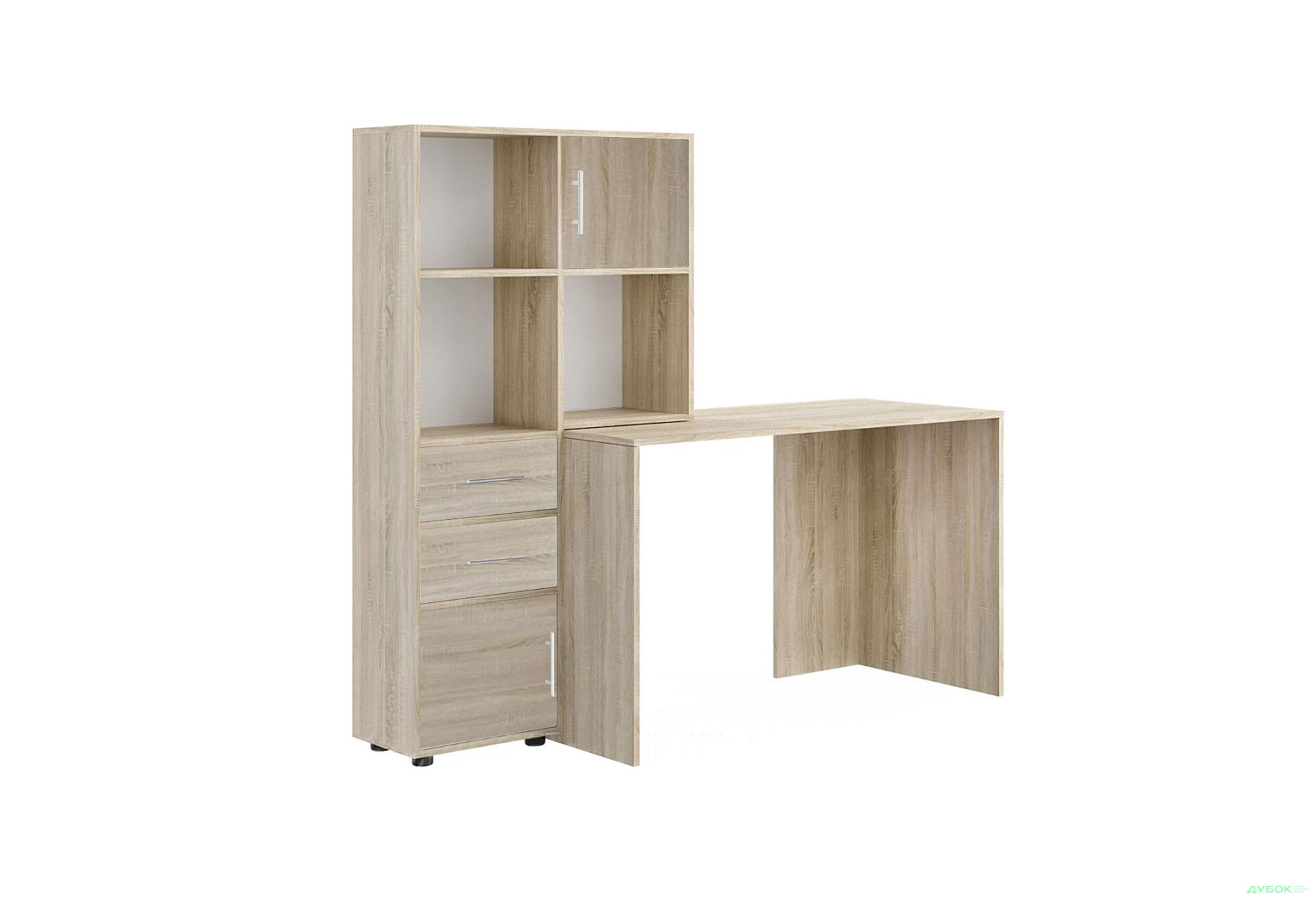 Зображення 1 - Стіл комп'ютерний Київський стандарт КС-05 160x60 см з надставкою і стелажем дуб сонома, збірка ліва 