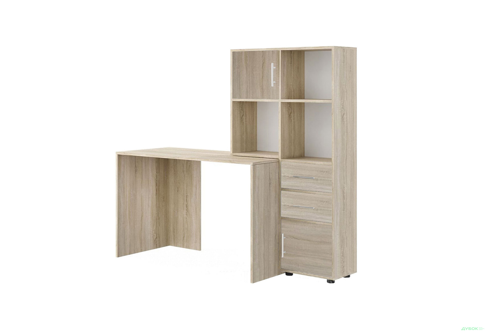 Зображення 1 - Стіл комп'ютерний Київський стандарт КС-05 160x60 см з надставкою і стелажем дуб сонома, збірка права