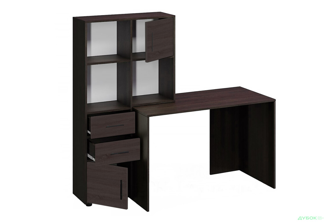 Стіл комп'ютерний Київський стандарт КС-05 160x60 см з надставкою і стелажем венге, збірка ліва  - Зображення 1 Зображення 1 - Стіл комп'ютерний Київський стандарт КС-05 160x60 см з надставкою і стелажем венге, збірка ліва