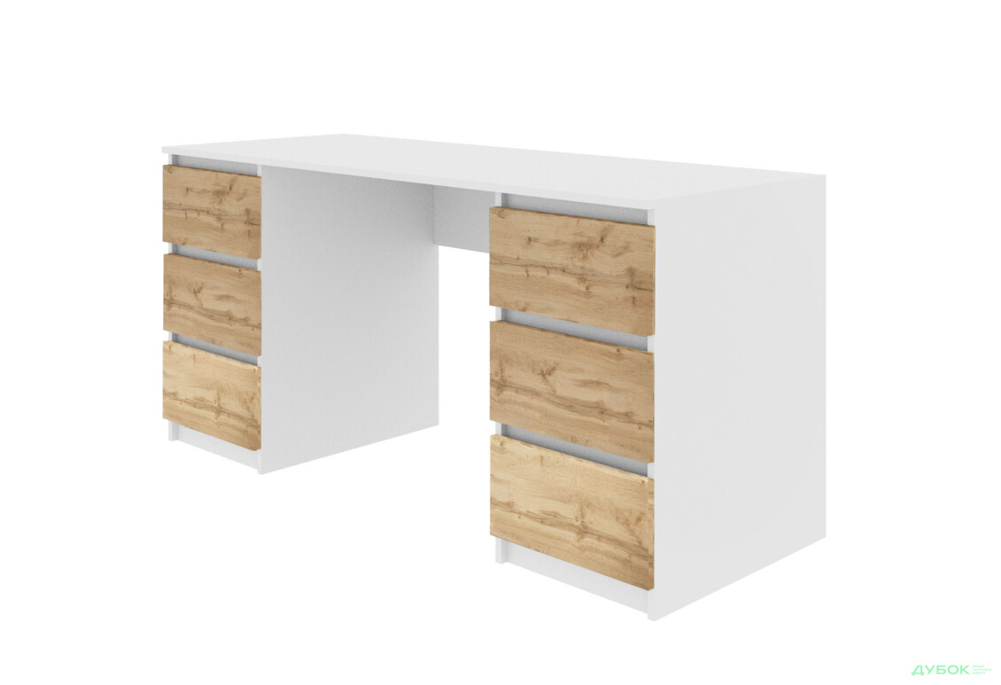 Стіл письмовий Moreli Т228 158x60 см з шухлядами, білий / дуб аппалачі
