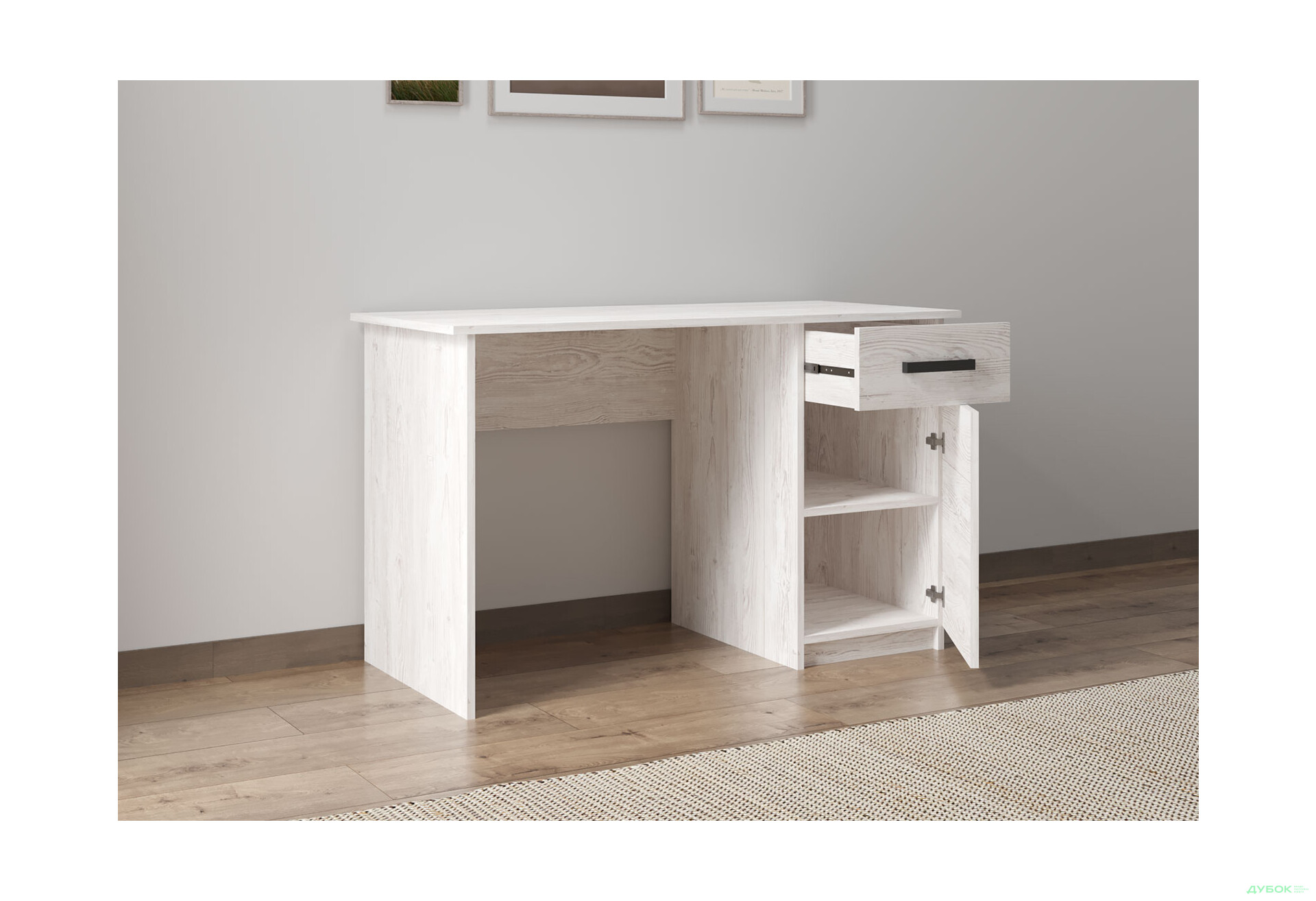 Изображение 4 - Стол письменный Креденс Фениче СК-2 115x55 см с тумбой и ящиком аляска серая