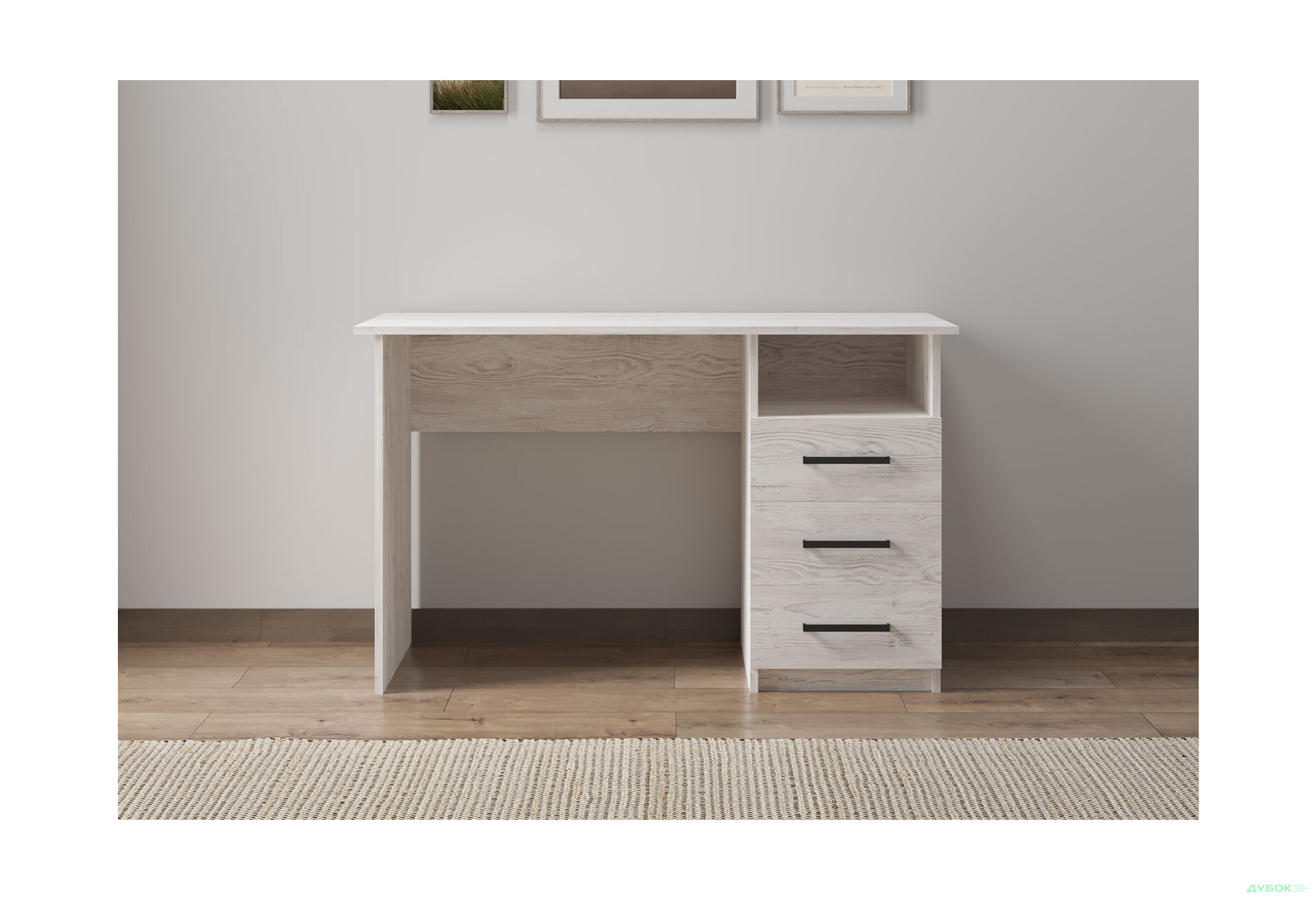 Зображення 2 - Стіл письмовий Kredens furniture СК-3 115x55 см з шухлядами аляска сіра