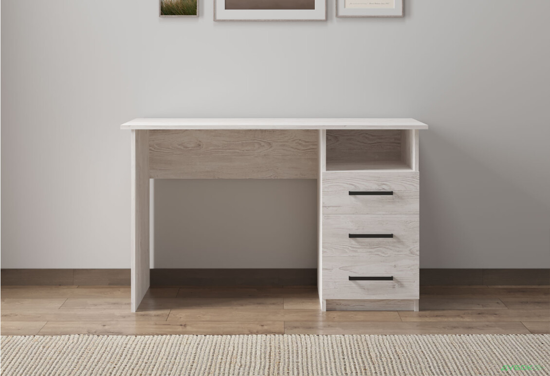 Фото 2 - Стіл письмовий Kredens furniture СК-3 115x55 см з шухлядами аляска сіра