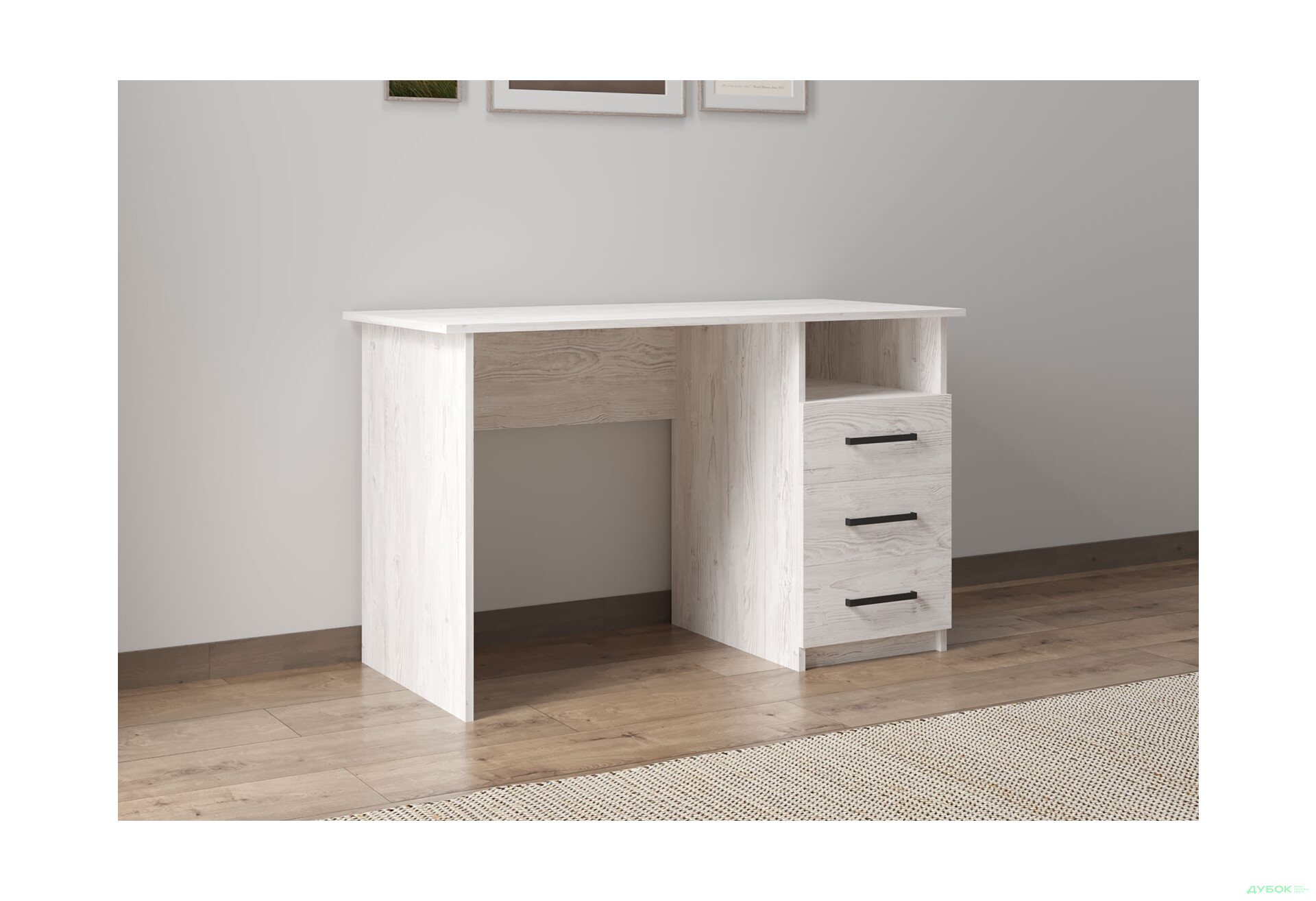Стіл письмовий Kredens furniture СК-3 115x55 см з шухлядами аляска сіра - Зображення 3 Зображення 3 - Стіл письмовий Kredens furniture СК-3 115x55 см з шухлядами аляска сіра