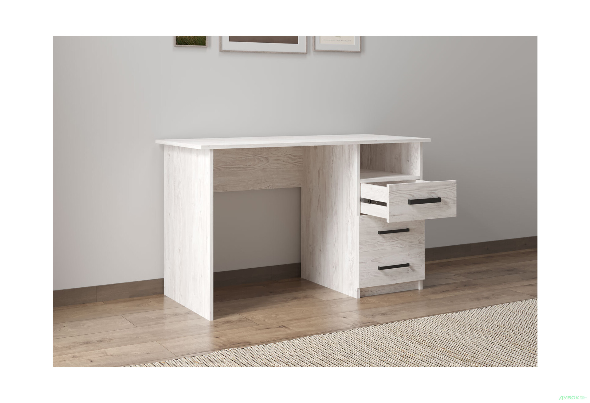Стіл письмовий Kredens furniture СК-3 115x55 см з шухлядами аляска сіра - Зображення 4 Зображення 4 - Стіл письмовий Kredens furniture СК-3 115x55 см з шухлядами аляска сіра