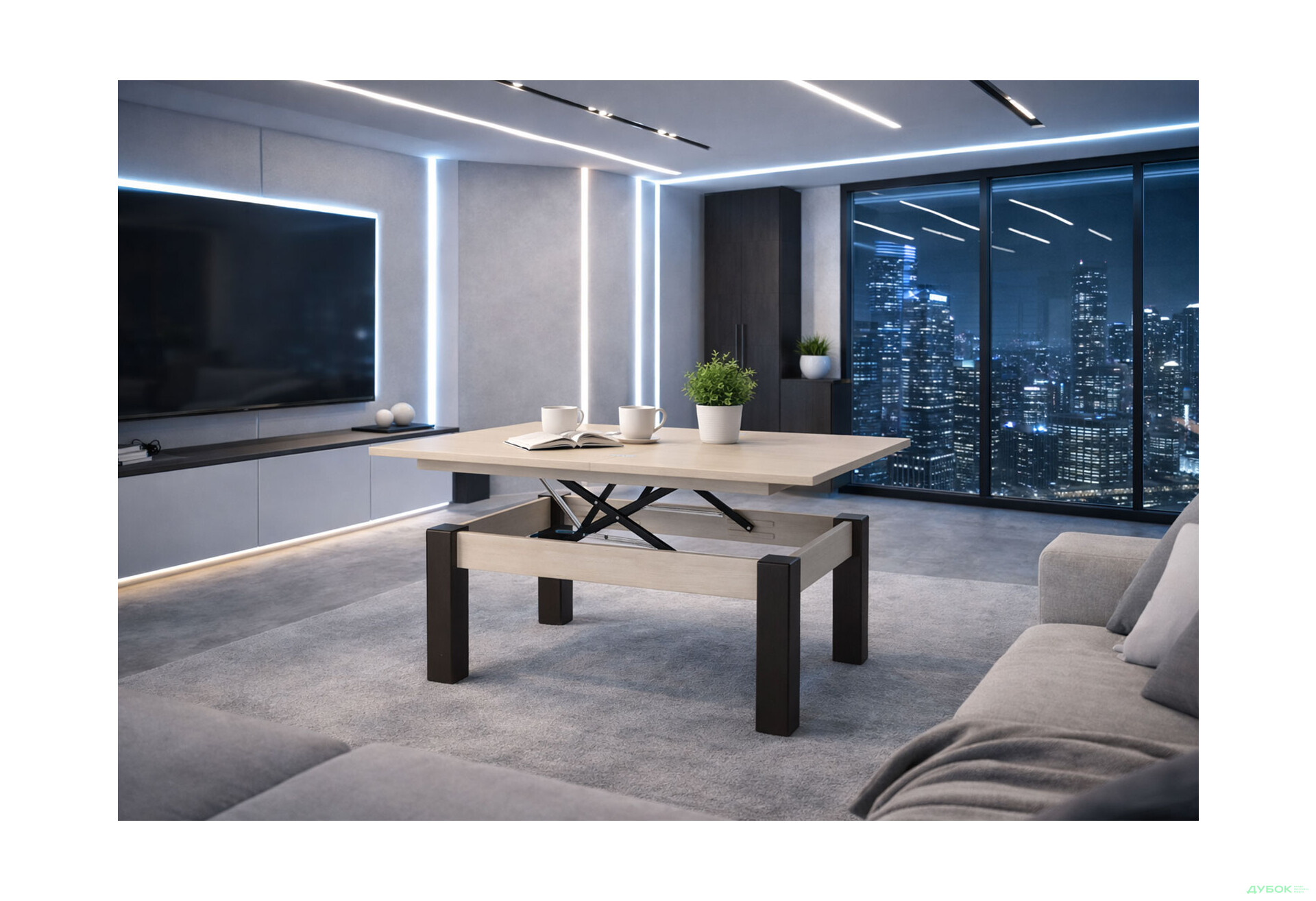 Изображение 2 - Стол-трансформер Art In Head Би-флай 120x90 см гикори рокфорд светлый / венге