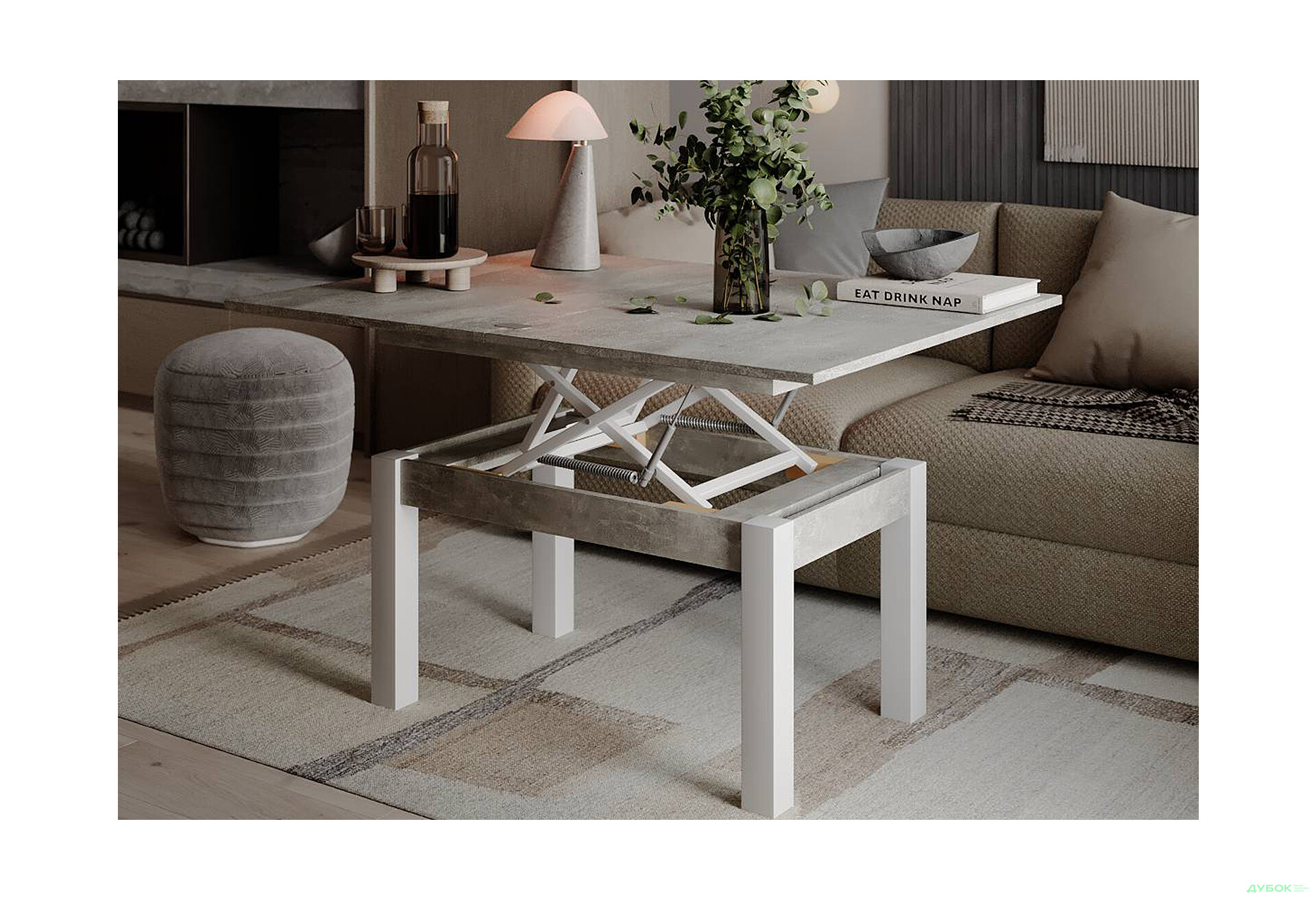 Изображение 2 - Стол-трансформер Art In Head Би-флай 120x90 см ателье светлый / белый