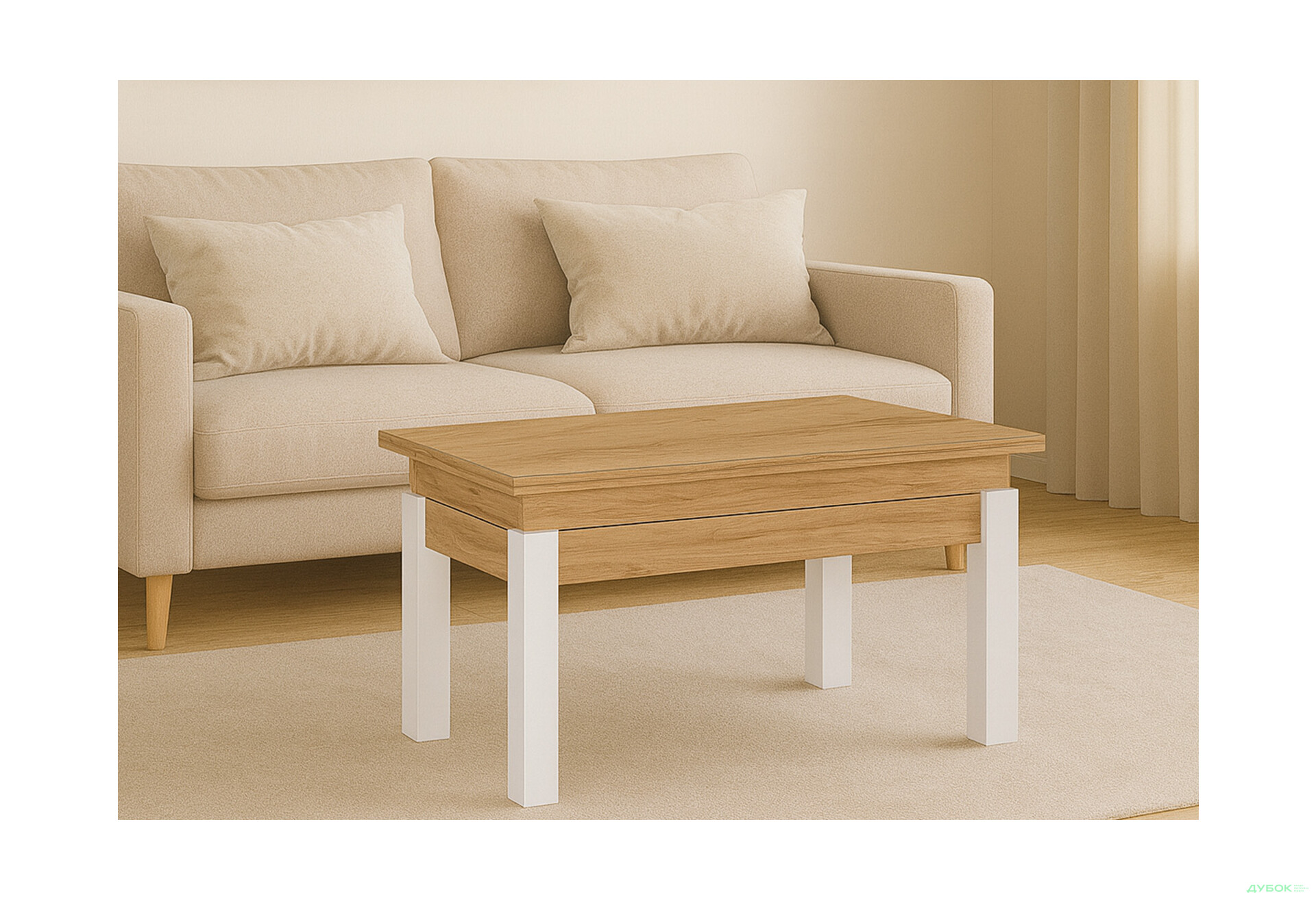 Изображение 2 - Стол-трансформер Art In Head Би-флай 120x90 см дуб крафт золотой / белый