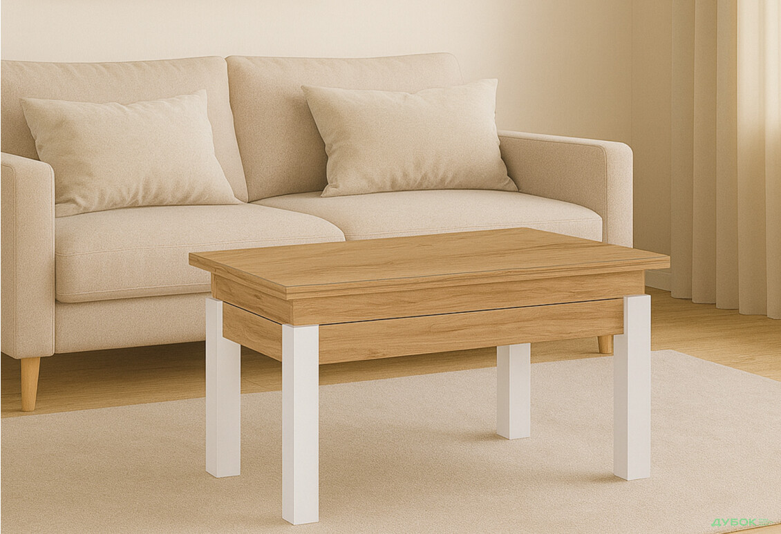 Изображение 2 - Стол-трансформер Art In Head Би-флай 120x90 см дуб крафт золотой / белый