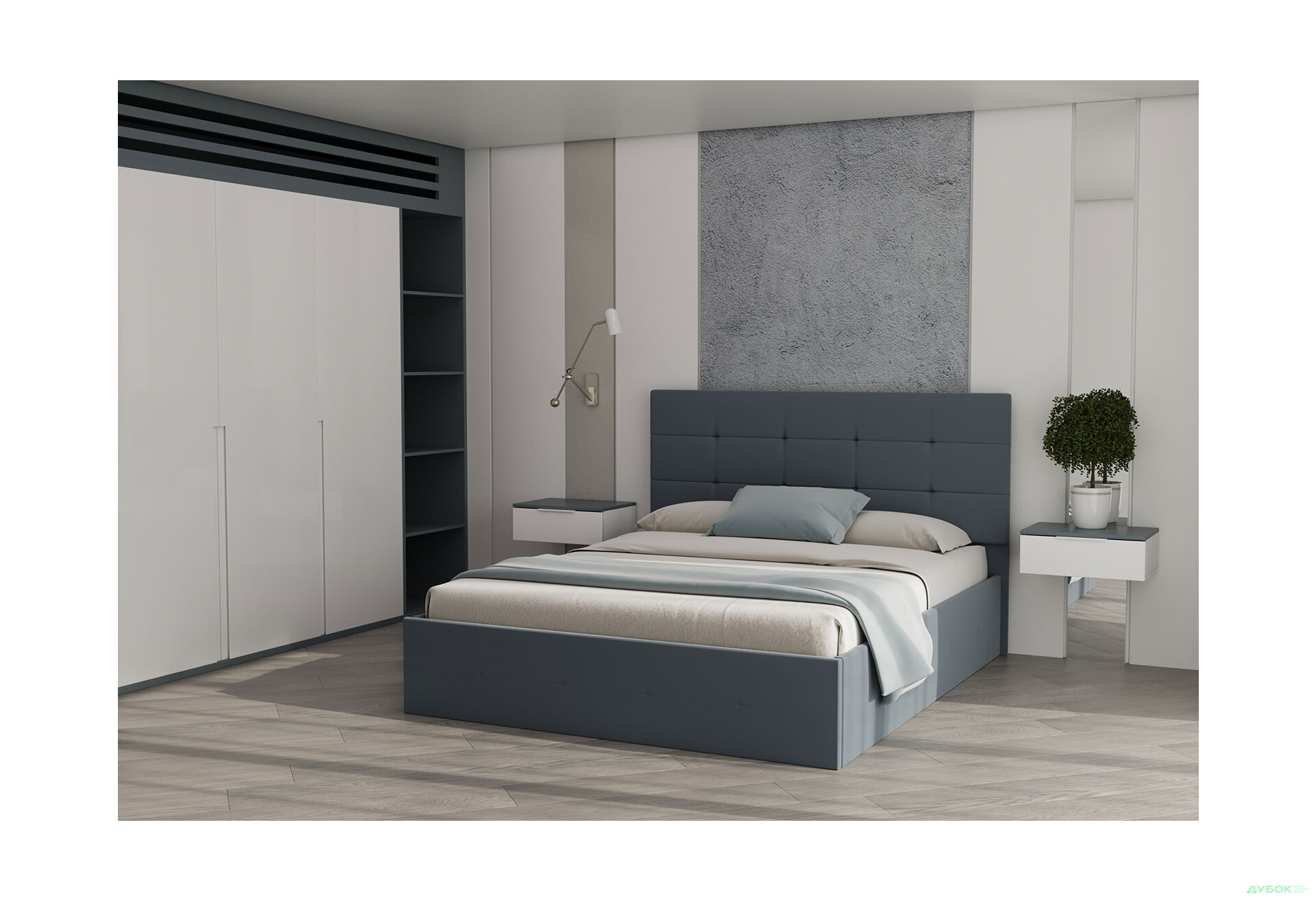 Зображення 2 - Ліжко-подіум MiroMark Bristol / Брістоль 160x200, антрацит велюр