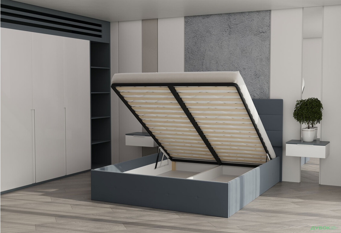 Зображення 3 - Ліжко-подіум MiroMark Bristol / Брістоль підйомне з каркасом 160x200, антрацит велюр