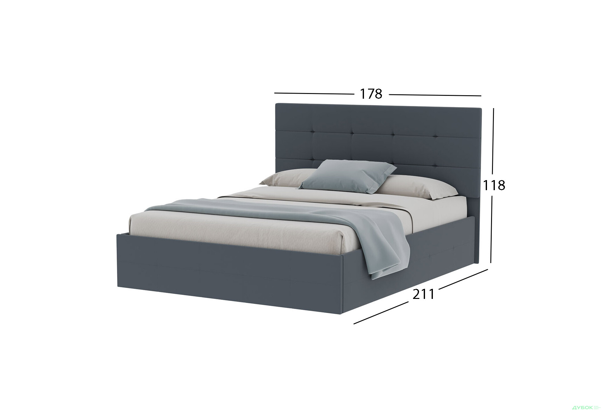 Зображення 8 - Ліжко-подіум MiroMark Bristol / Брістоль підйомне з каркасом 160x200, антрацит велюр