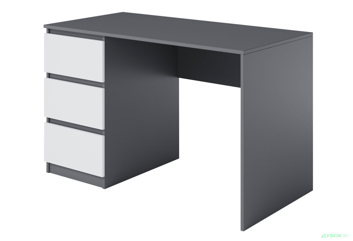 Стол письменный Moreli Т224 120x60 см с ящиками слева, антрацит / белый