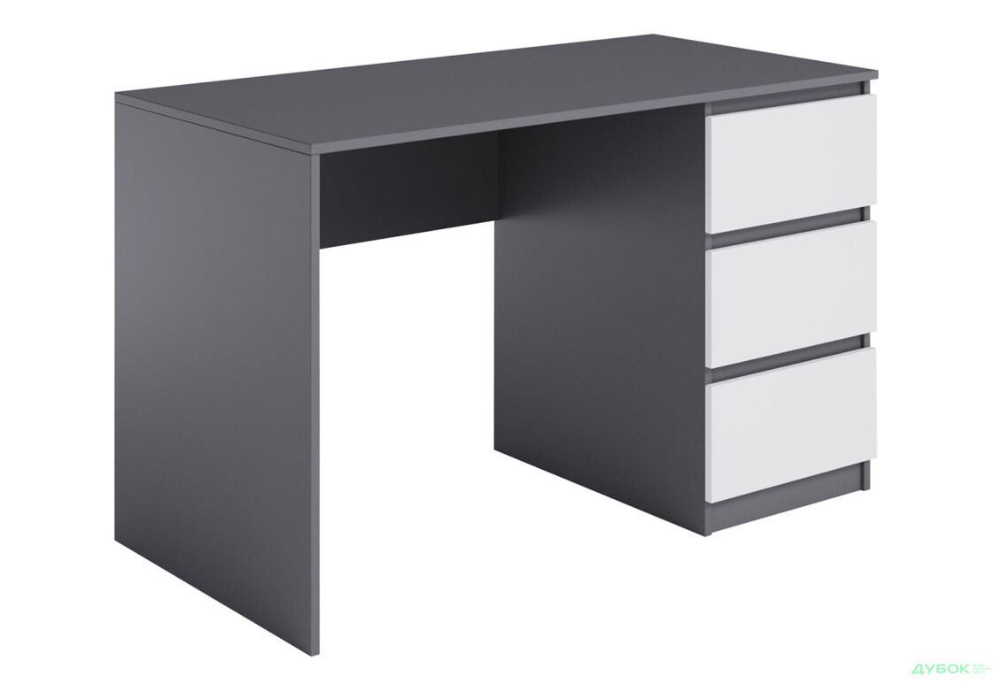 Стол письменный Moreli Т224 120x60 см с ящиками справа, антрацит / белый