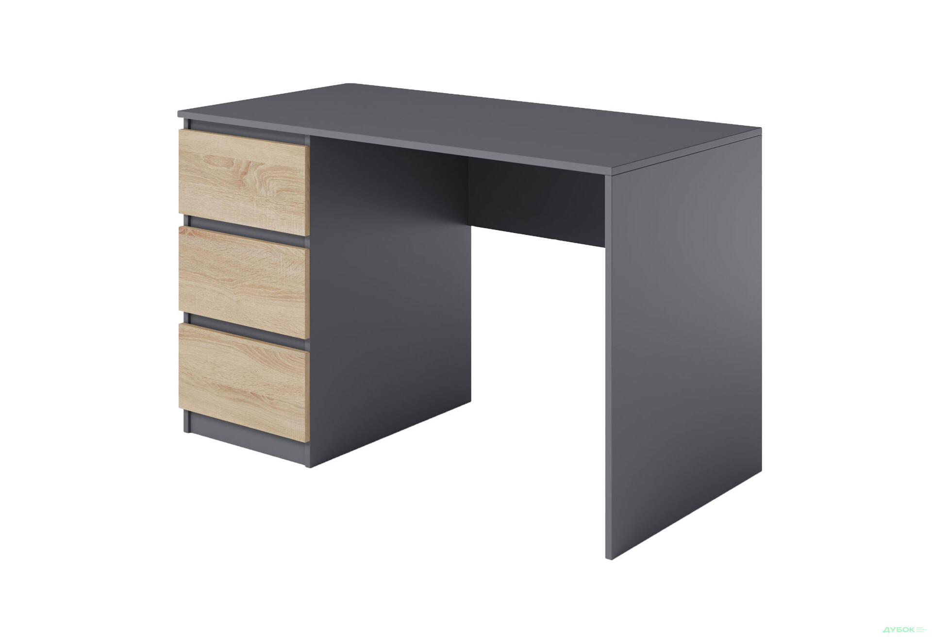 Стол письменный Moreli Т224 120x60 см с ящиками слева, антрацит / дуб сонома - Изображение 1 Изображение 1 - Стол письменный Moreli Т224 120x60 см с ящиками слева, антрацит / дуб сонома