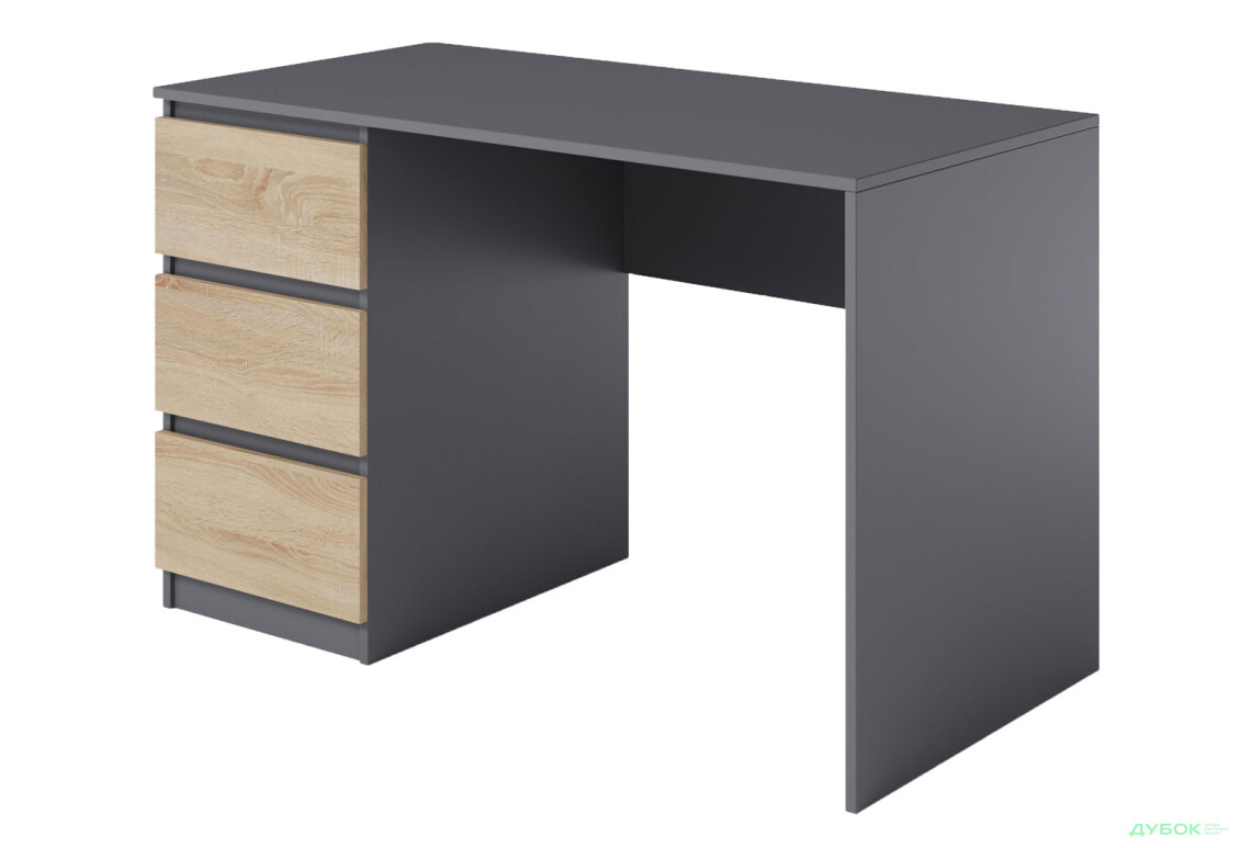 Стол письменный Moreli Т224 120x60 см с ящиками слева, антрацит / дуб сонома - Изображение 1 Изображение 1 - Стол письменный Moreli Т224 120x60 см с ящиками слева, антрацит / дуб сонома