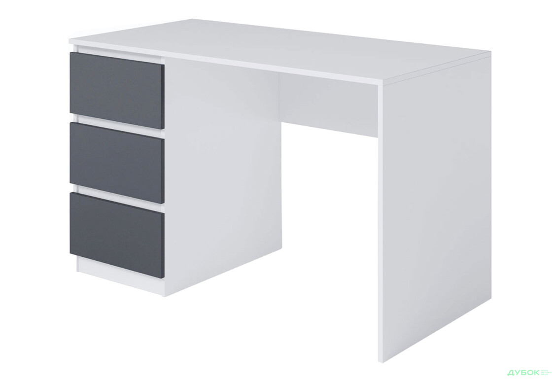Стол письменный Moreli Т224 120x60 см с ящиками слева, белый / антрацит