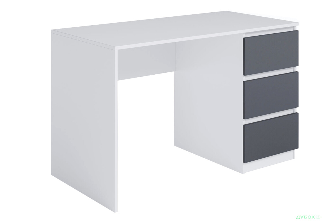 Стол письменный Moreli Т224 120x60 см с ящиками справа, белый / антрацит
