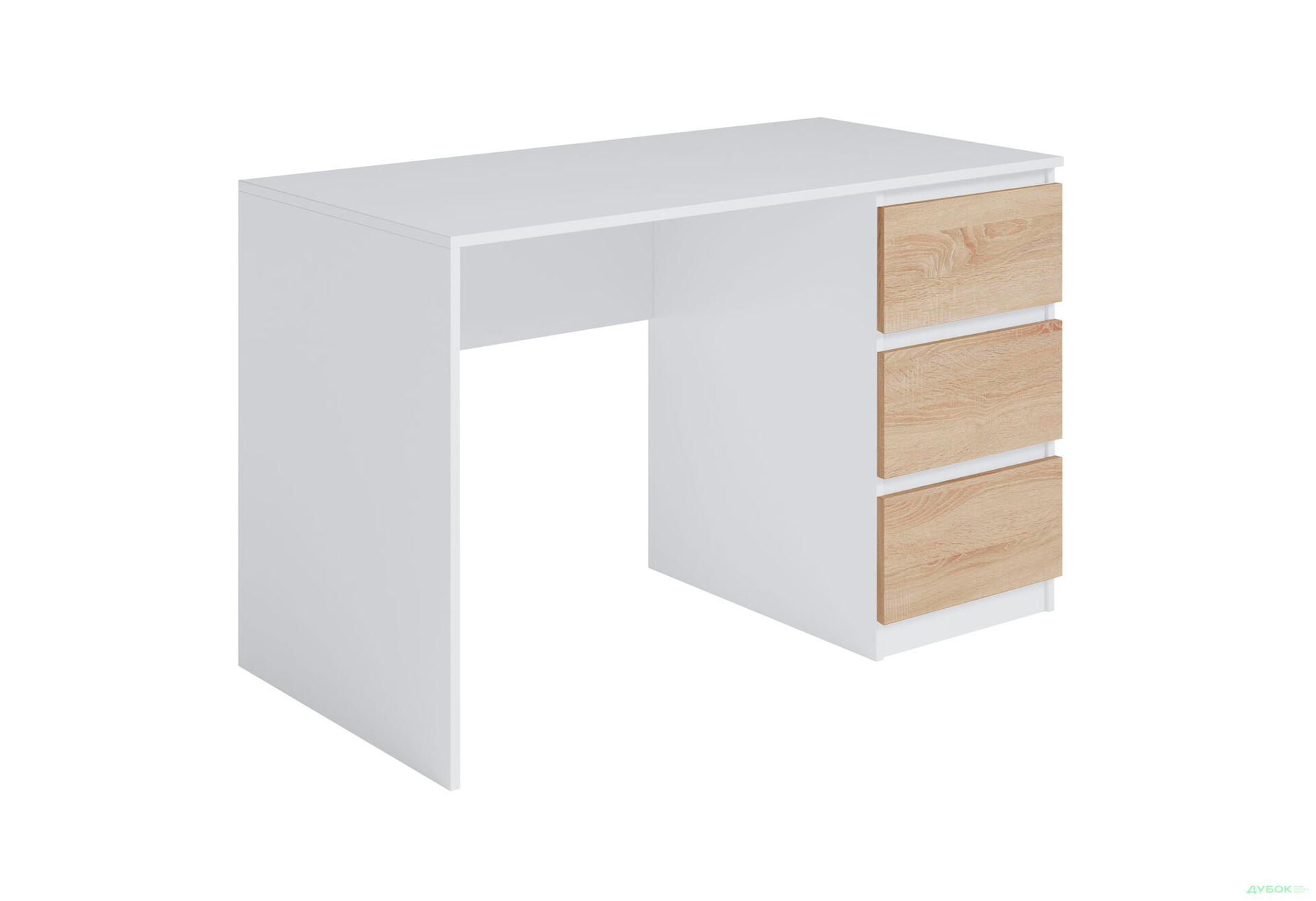 Изображение 1 - Стол письменный Moreli Т224 120x60 см с ящиками справа, белый / дуб сонома