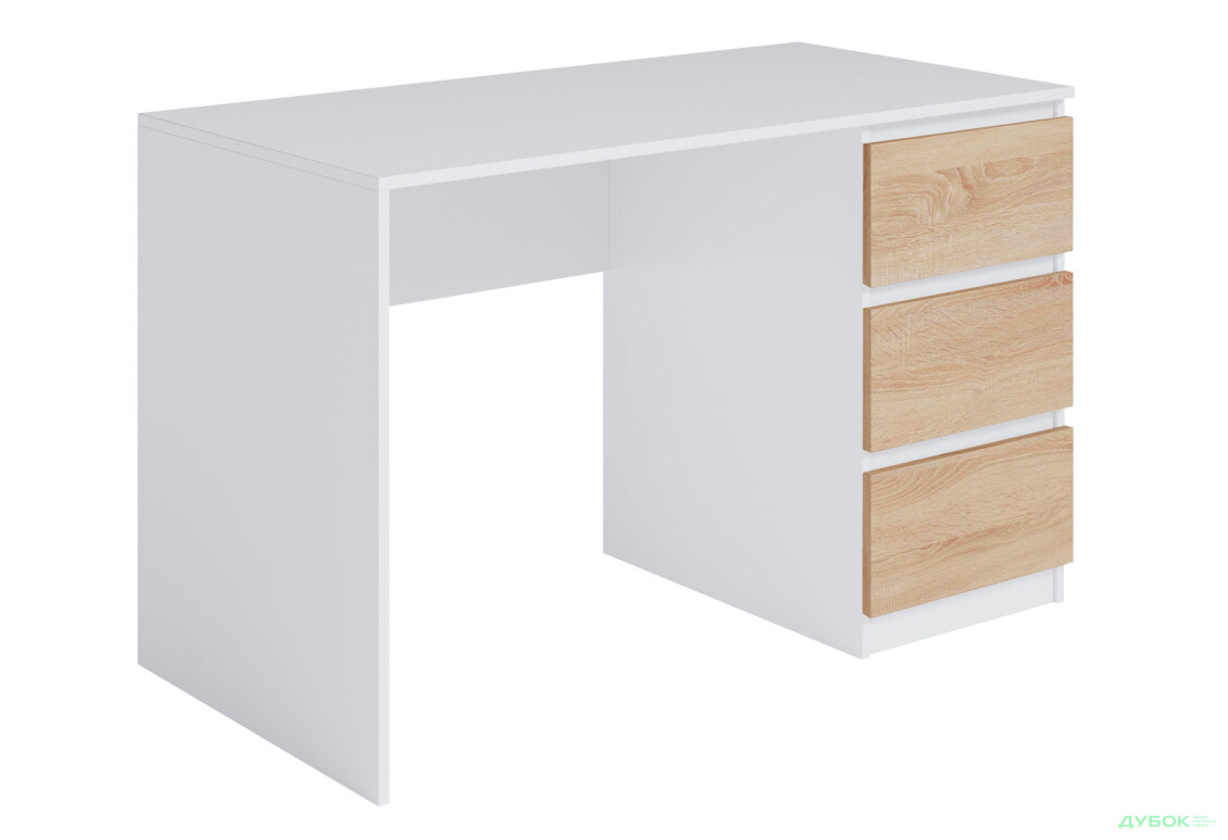 Стол письменный Moreli Т224 120x60 см с ящиками справа, белый / дуб сонома