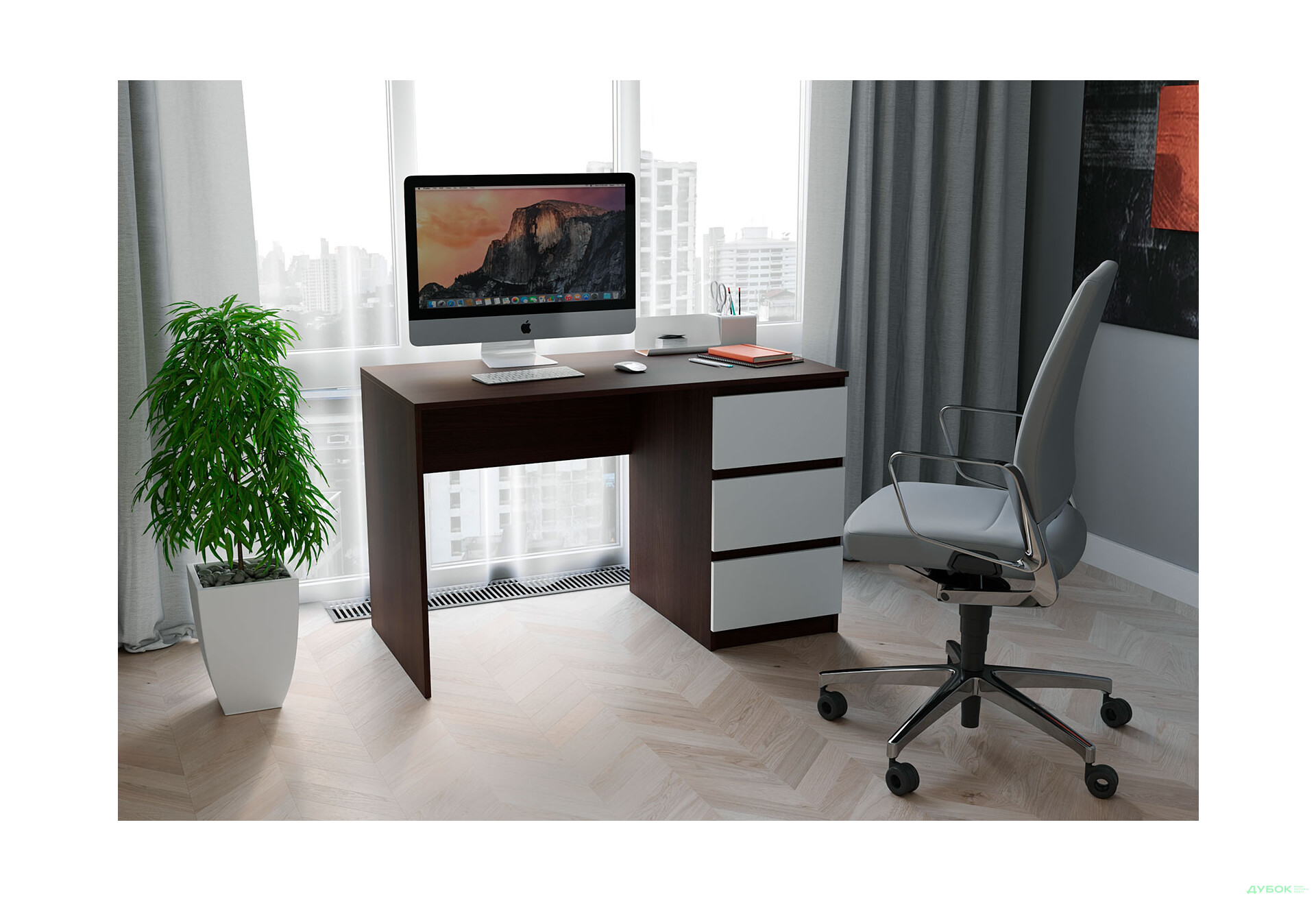 Изображение 2 - Стол письменный Moreli Т224 120x60 см с ящиками справа, венге магия / белый