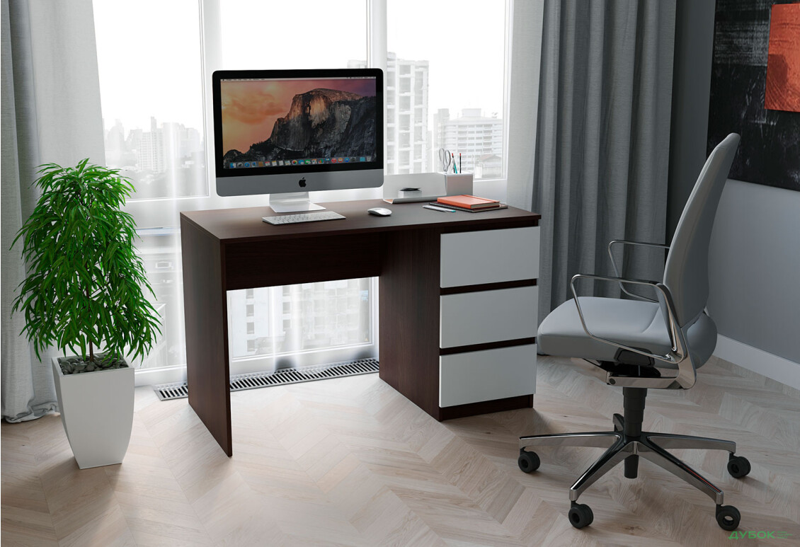 Изображение 2 - Стол письменный Moreli Т224 120x60 см с ящиками справа, венге магия / белый