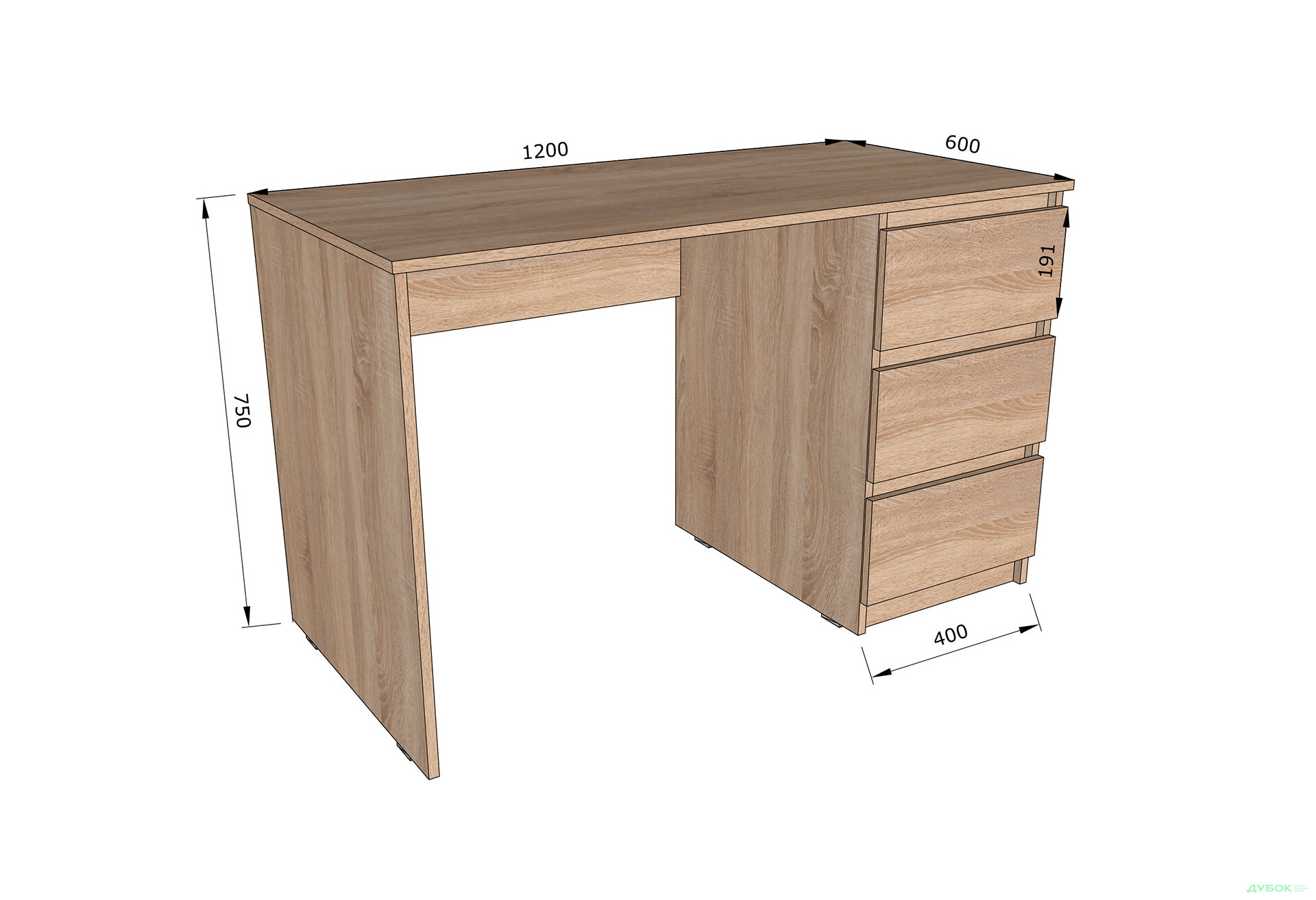 Изображение 3 - Стол письменный Moreli Т224 120x60 см с ящиками справа, венге магия / белый