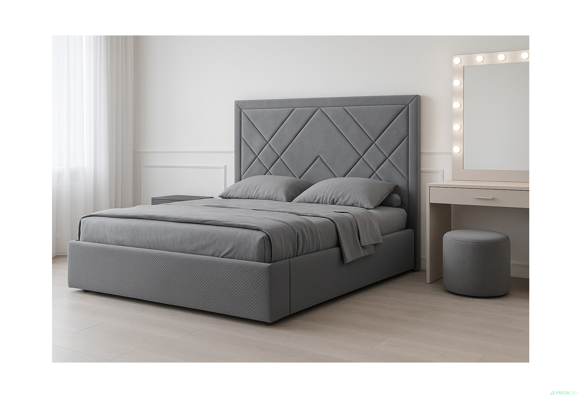 Изображение 2 - Кровать-подиум МироМарк Вива подъёмная с каркасом 180x200, серый велюр