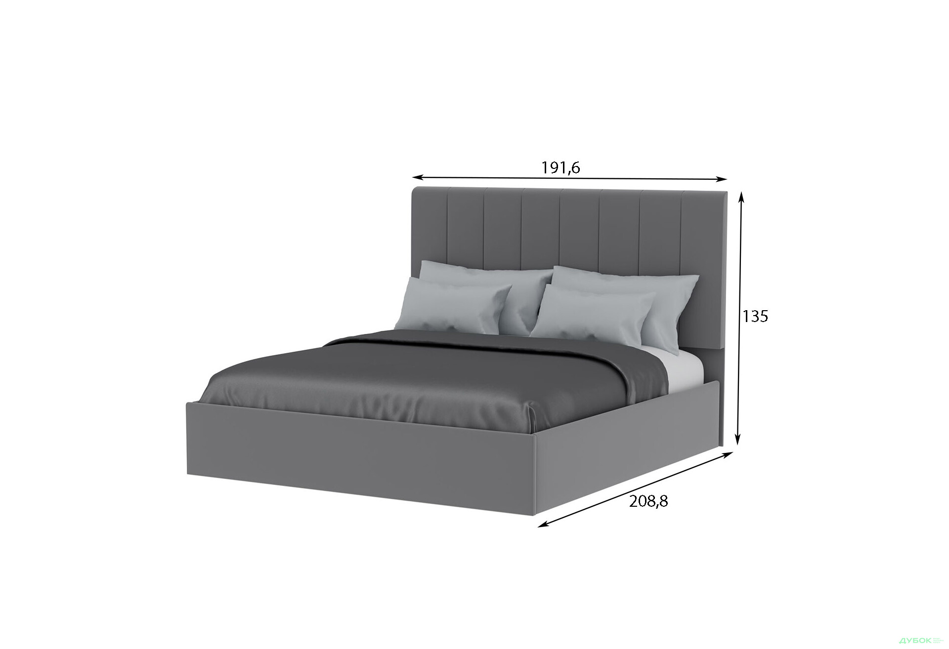 Ліжко-подіум MiroMark Diana / Діана 180x200, світло-сіре - Зображення 4 Зображення 4 - Ліжко-подіум MiroMark Diana / Діана 180x200, світло-сіре