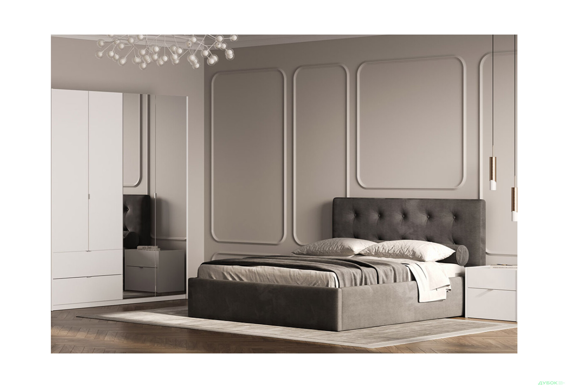 Зображення 2 - Ліжко-подіум MiroMark Катрін 180x200, сіре