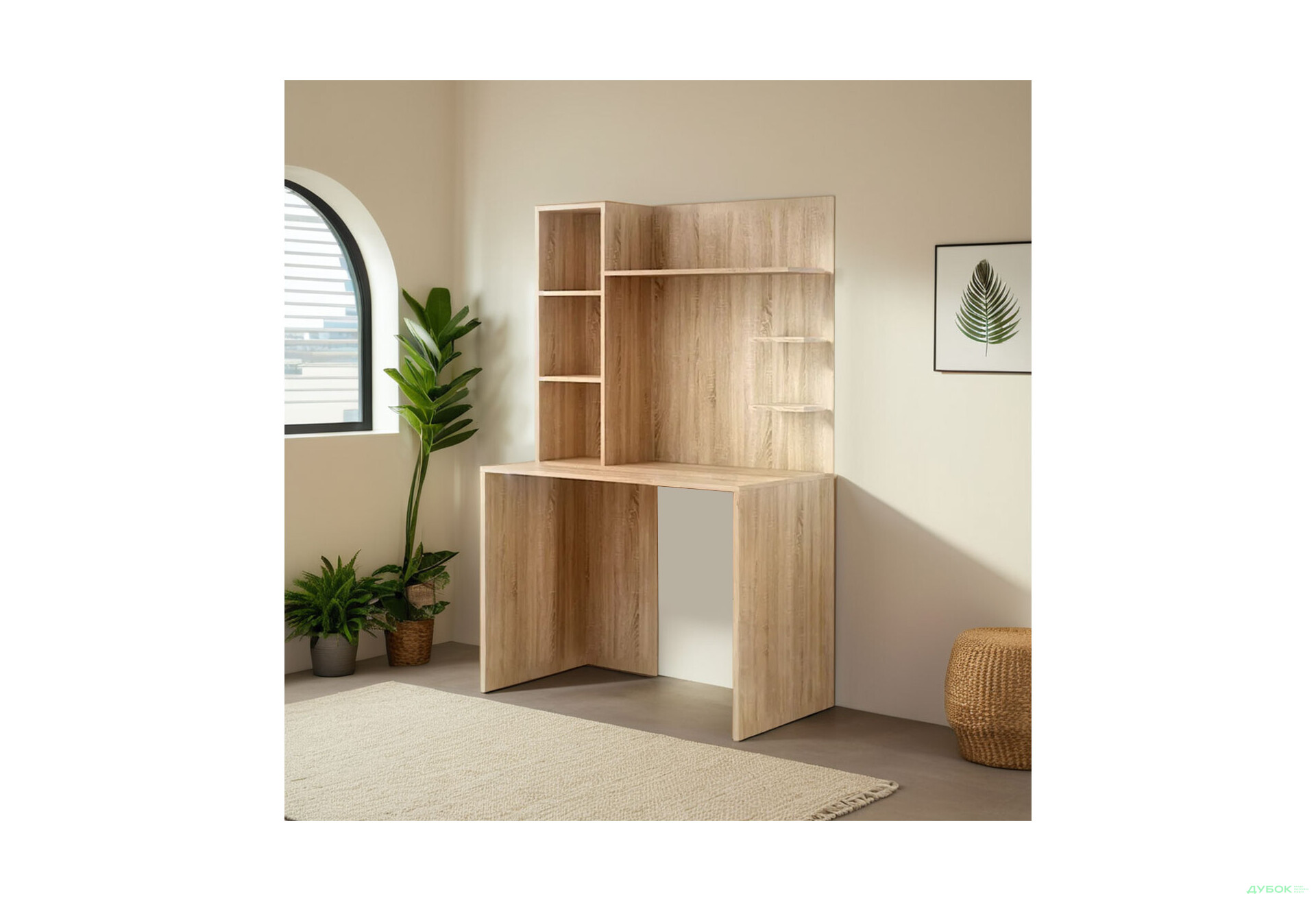 Изображение 2 - Стол компьютерный Киевский стандарт КС-03 100x60 см с надставкой дуб сонома сборка левая