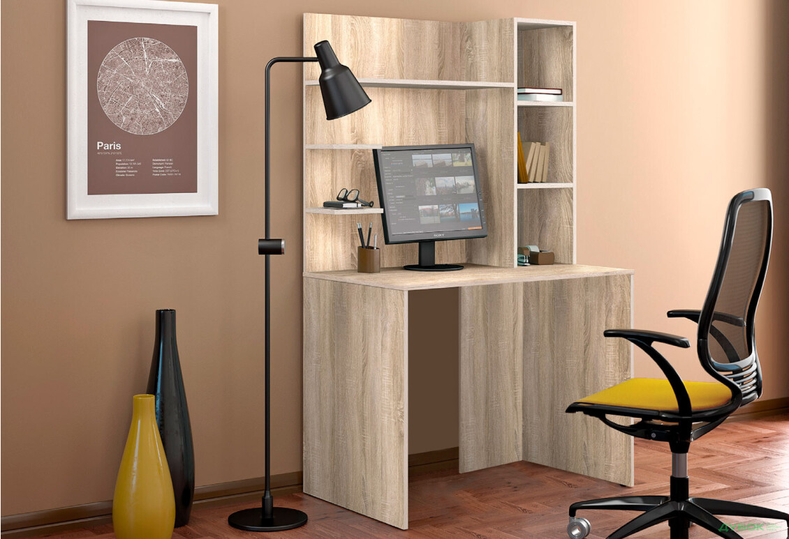 Изображение 2 - Стол компьютерный Киевский стандарт КС-03 100x60 см с надставкой дуб сонома збірка правая 