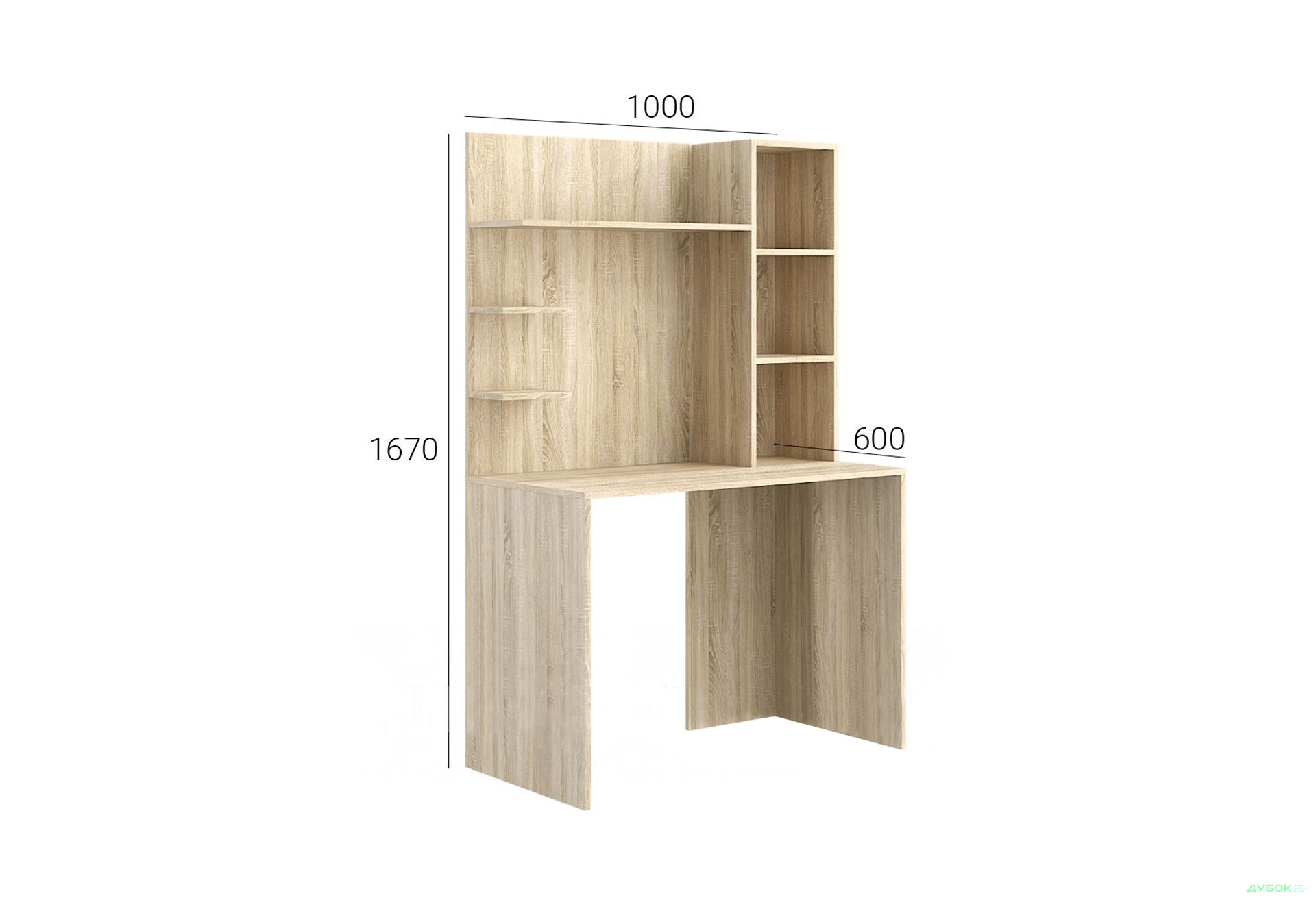 Изображение 3 - Стол компьютерный Киевский стандарт КС-03 100x60 см с надставкой дуб сонома збірка правая 