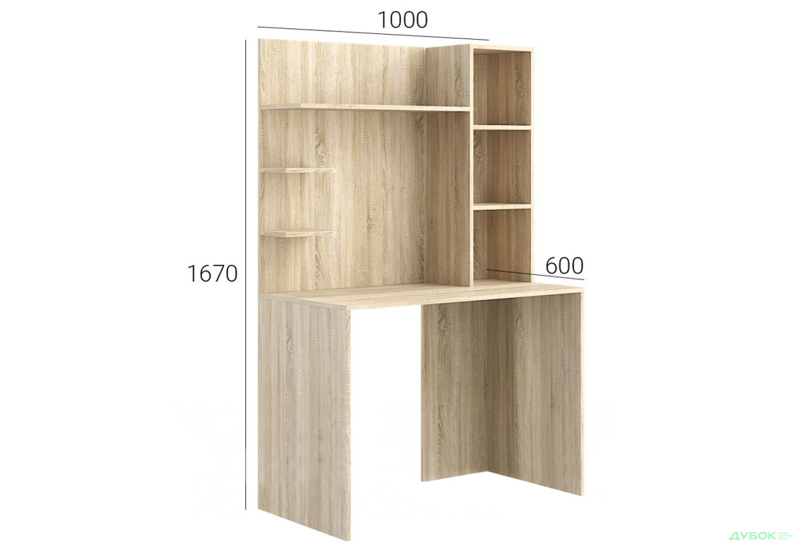 Изображение 3 - Стол компьютерный Киевский стандарт КС-03 100x60 см с надставкой дуб сонома збірка правая 