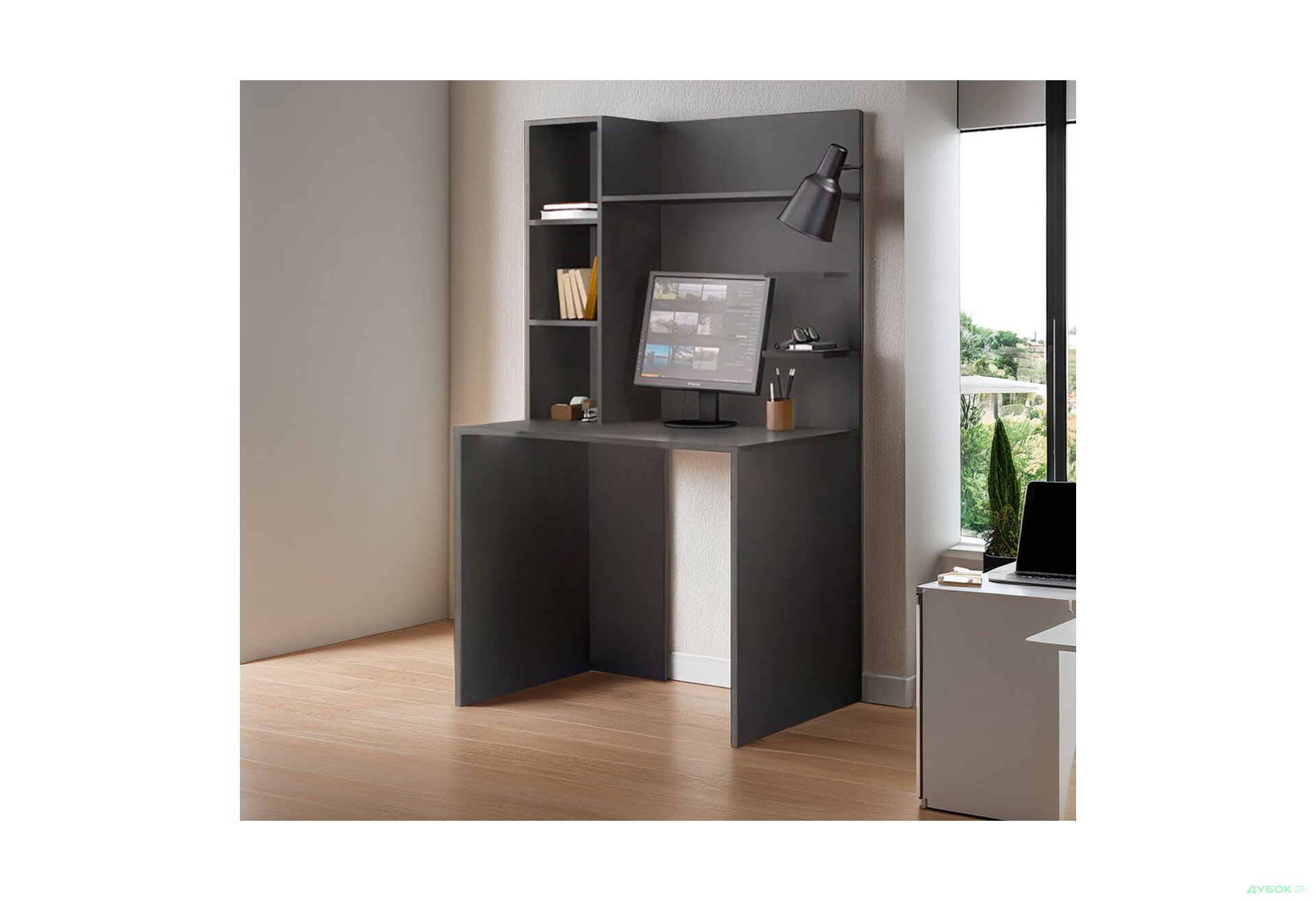 Изображение 2 - Стол компьютерный Киевский стандарт КС-03 100x60 см с надставкой антрацит сборка левая
