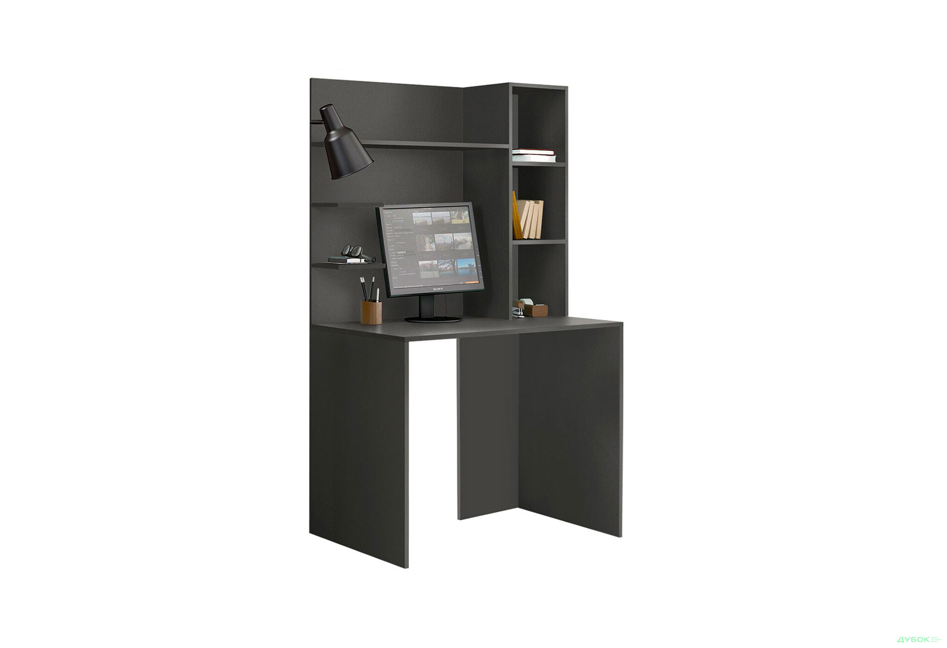 Стіл комп'ютерний Київський стандарт КС-03 100x60 см з надставкою антрацит збірка права  - Зображення 3 Зображення 3 - Стіл комп'ютерний Київський стандарт КС-03 100x60 см з надставкою антрацит збірка права