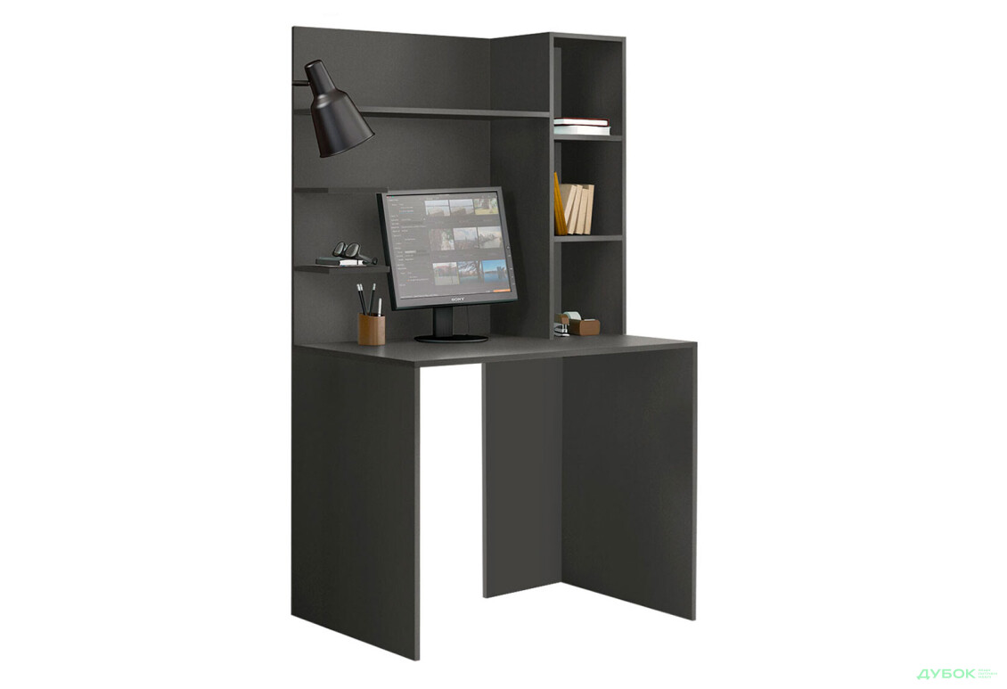 Стіл комп'ютерний Київський стандарт КС-03 100x60 см з надставкою антрацит збірка права  - Зображення 3 Зображення 3 - Стіл комп'ютерний Київський стандарт КС-03 100x60 см з надставкою антрацит збірка права