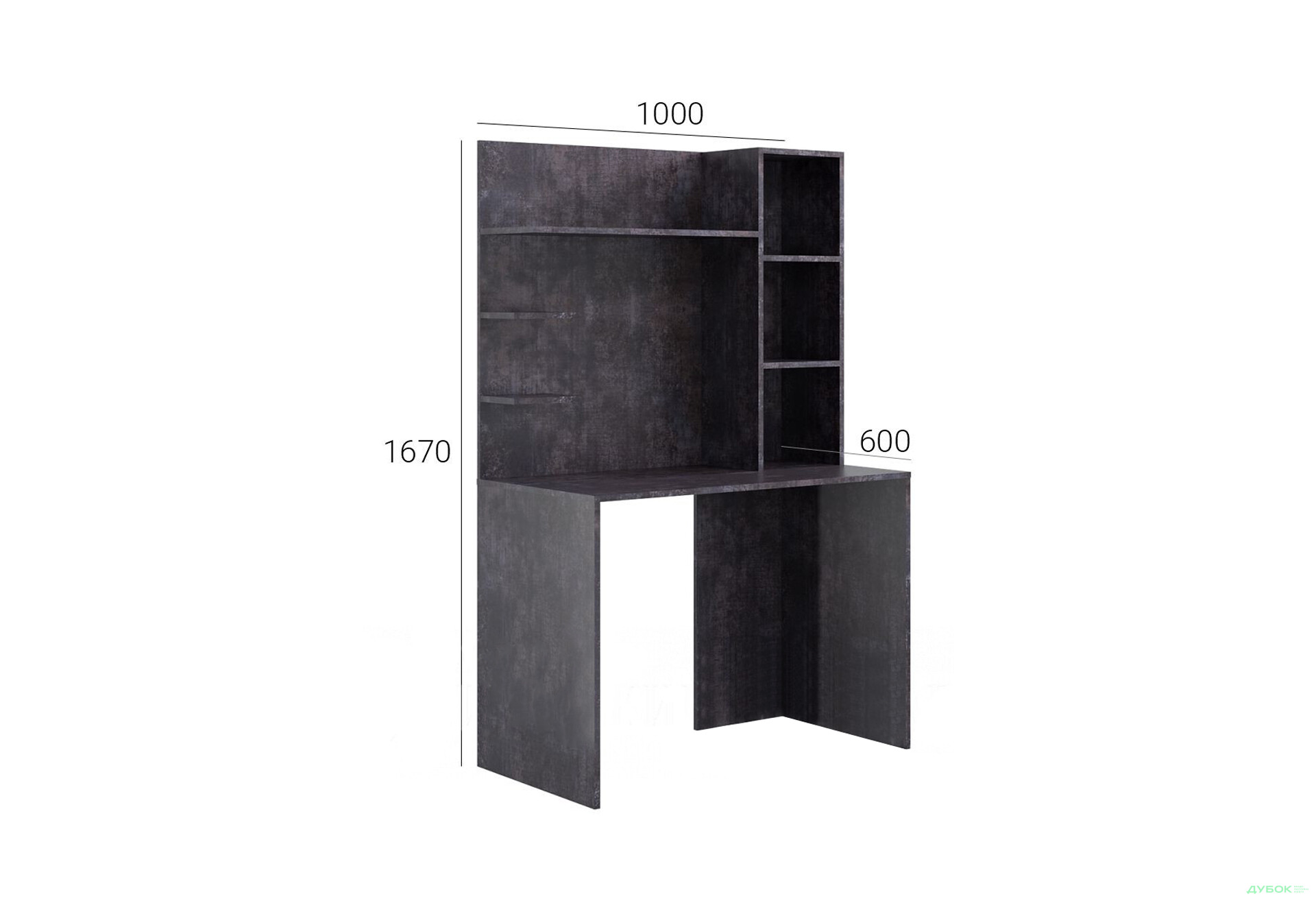 Стіл комп'ютерний Київський стандарт КС-03 100x60 см з надставкою бетон темний збірка права  - Зображення 2 Зображення 2 - Стіл комп'ютерний Київський стандарт КС-03 100x60 см з надставкою бетон темний збірка права