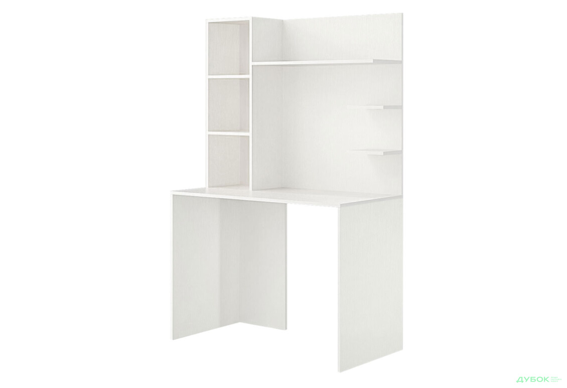 Стол компьютерный Киевский стандарт КС-03 100x60 см с надставкой белый структурный new сборка левая