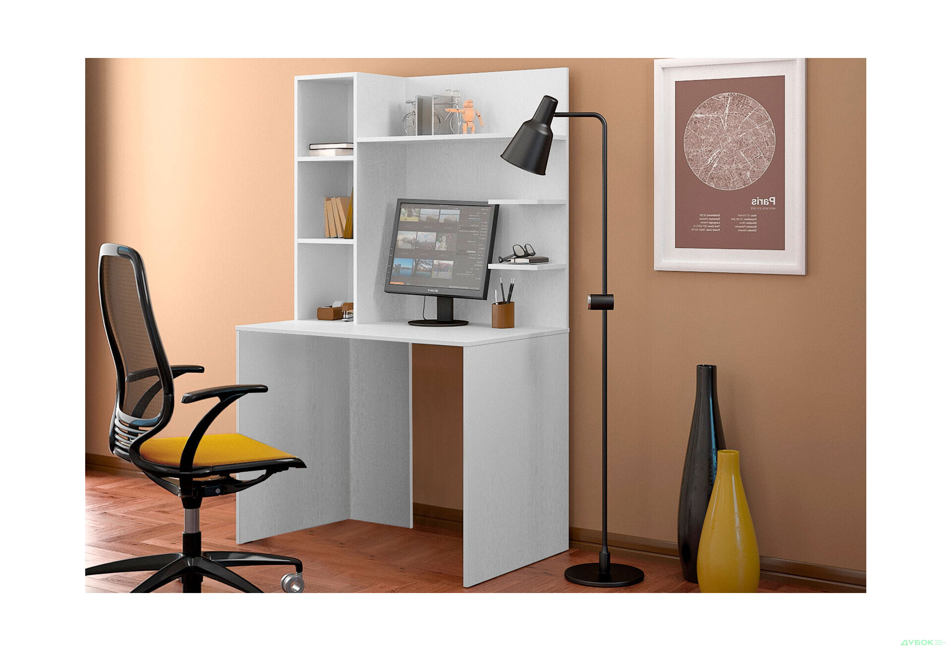 Изображение 2 - Стол компьютерный Киевский стандарт КС-03 100x60 см с надставкой белый структурный new сборка левая