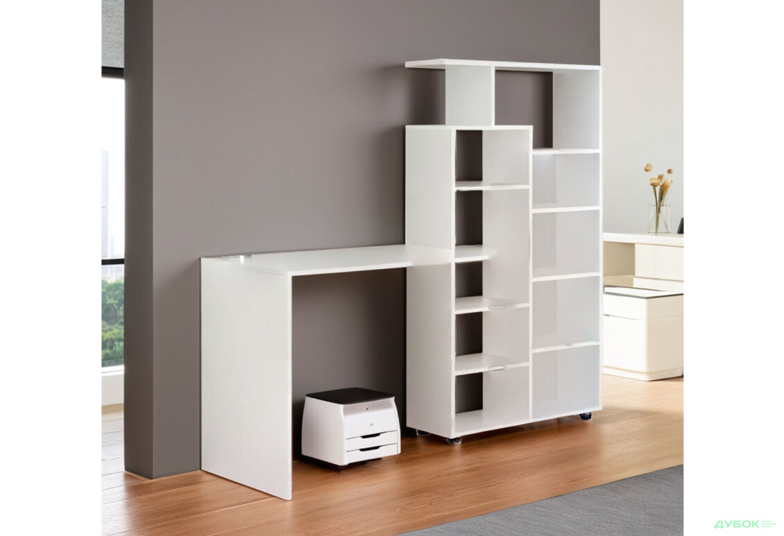 Изображение 2 - Стол компьютерный Киевский стандарт КС-08 171x60 см со стеллажом Цвет корпуса: нимфеа альба, сборка правая 