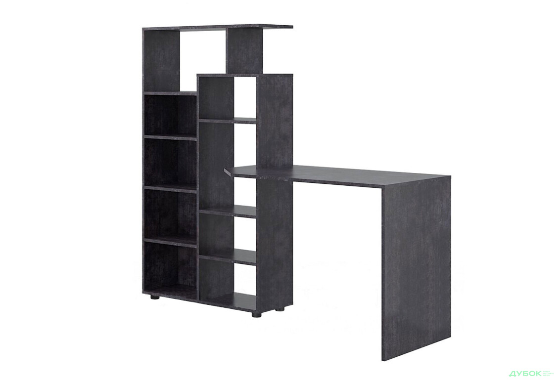 Стіл комп'ютерний Київський стандарт КС-08 171x60 см зі стелажем Колір корпусу: бетон темний, збірка ліва