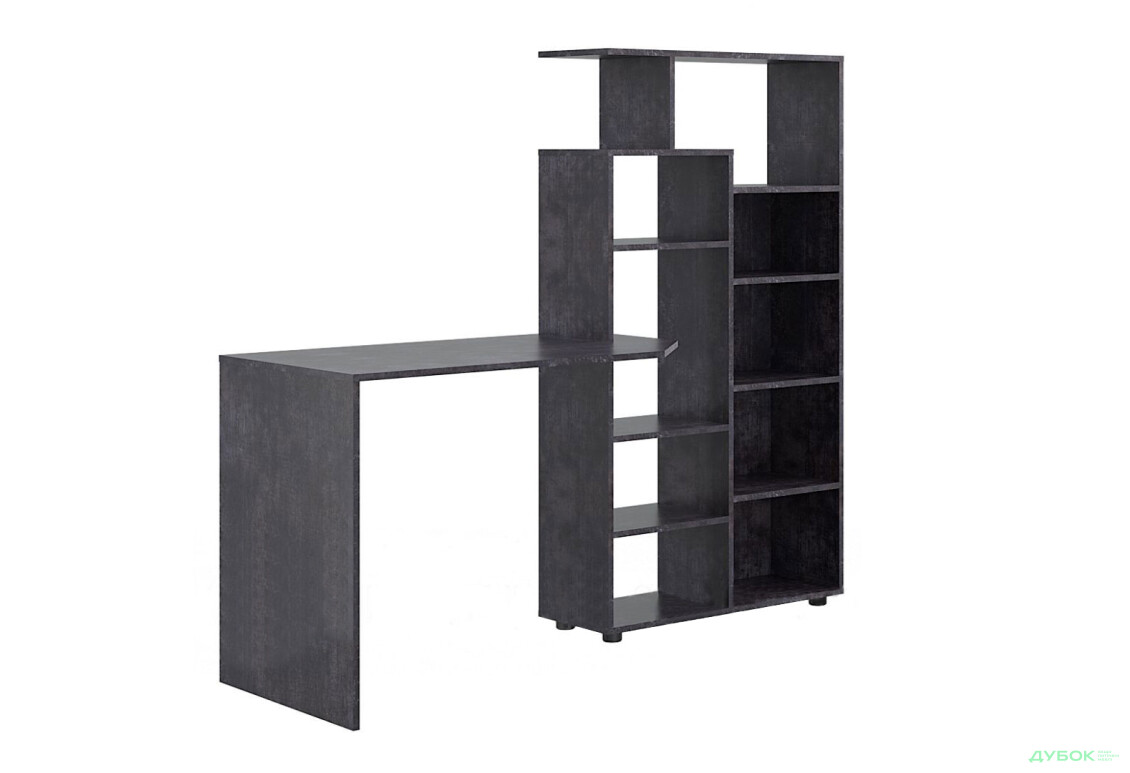 Стол компьютерный Киевский стандарт КС-08 171x60 см со стеллажом Цвет корпуса: бетон темный, сборка правая 